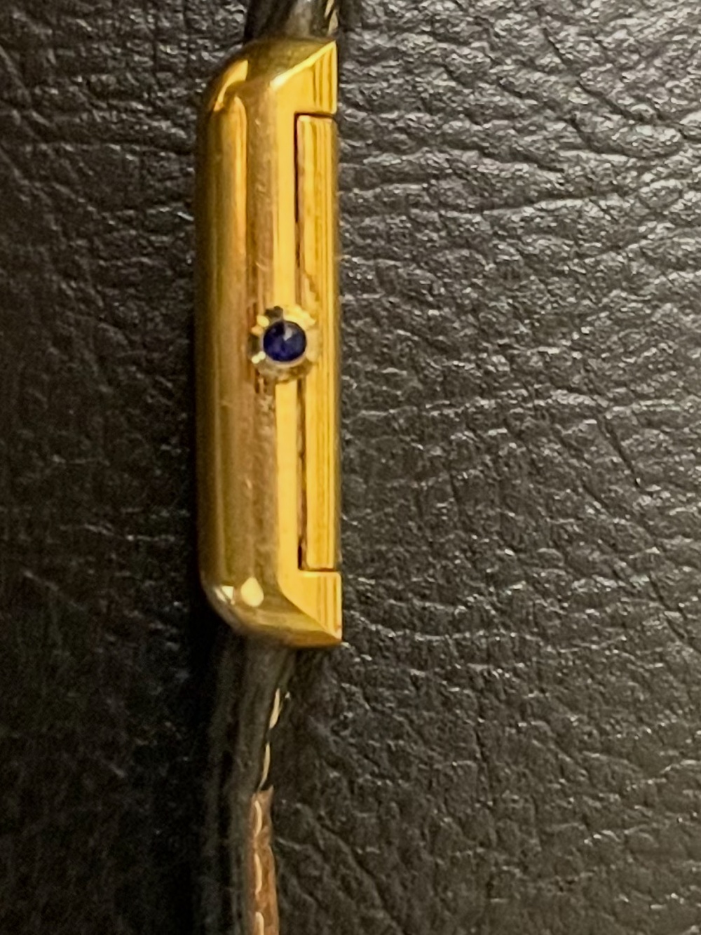 1970’s Vintage Must De Cartier Tank, Gold Plated, Sapphire Cabochon, Manual Wind - Picture 10 of 15